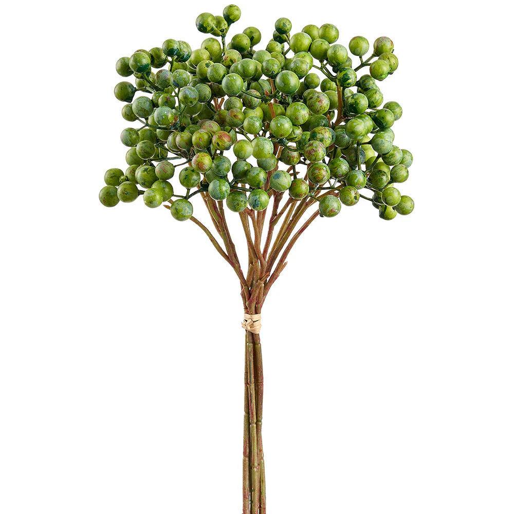 13" Artificial Crabapple Fruit Stem Bundle -Green (Pack of 24)