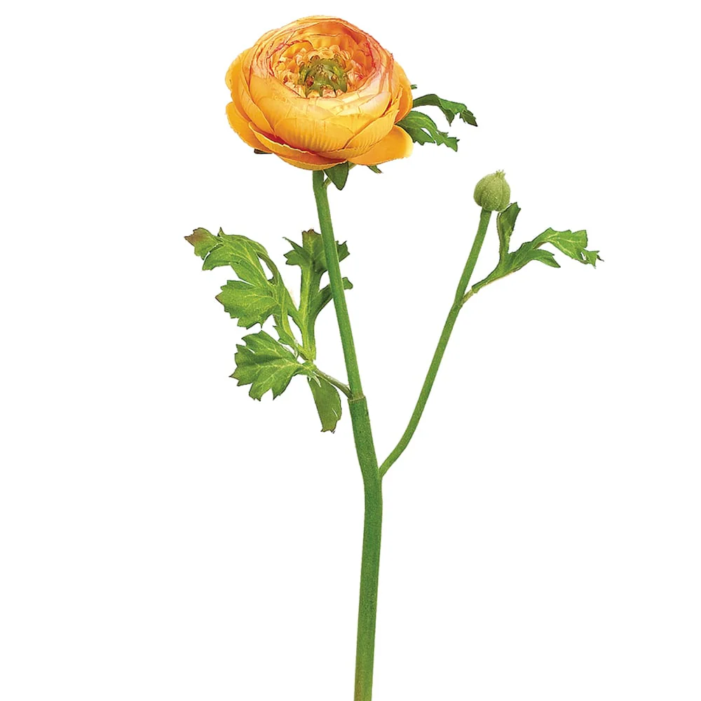 13" Hand-Wrapped Silk Ranunculus Flower Spray -Yellow/Gold (Pack of 12)