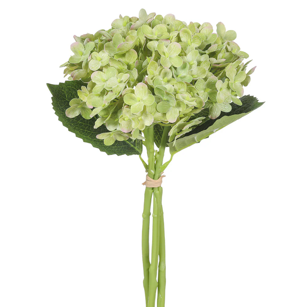 13" Hydrangea Silk Flower Stem Bundle -Green (Pack of 12)