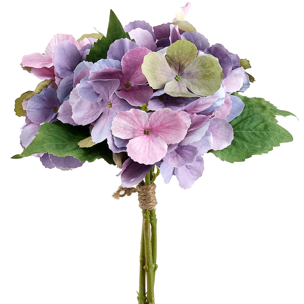 13" Hydrangea Silk Flower Stem Bundle -Lavender/Green (Pack of 12)