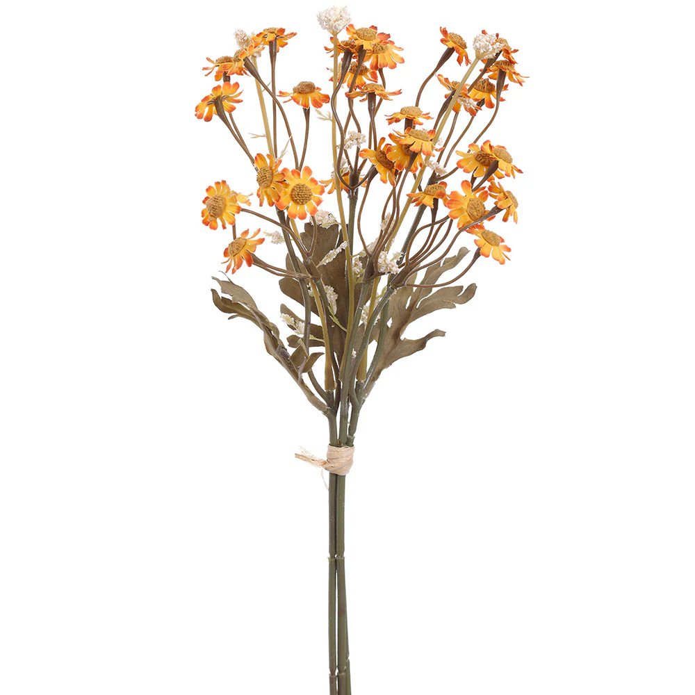 13" Mini Daisy Silk Flower Stem Bundle -Yellow/Orange (Pack of 6)