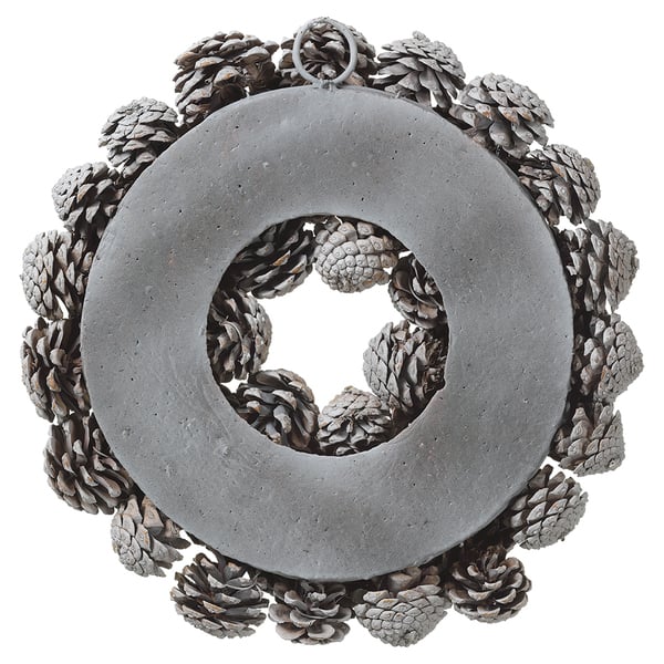 13" Pinecone Wreath -Gray - Image 2