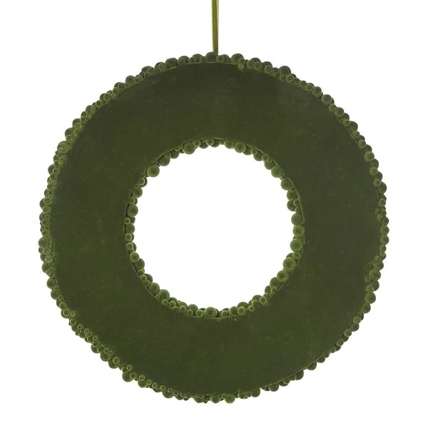 14.5" Artificial Pompon Wreath -Green (Pack of 2) - Image 2