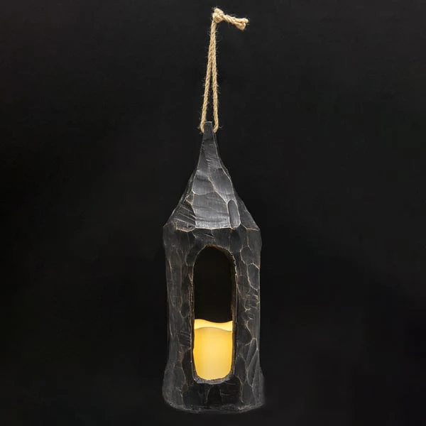 14.5" Battery Operated Halloween Lantern With LED-Light -Black (Pack of 2) - Image 2