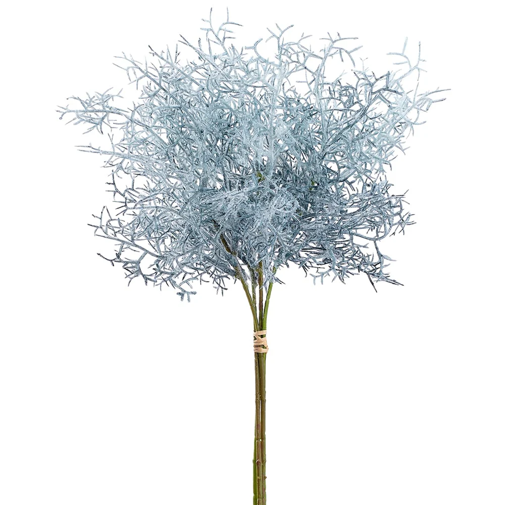 14.5" Flocked Artificial Grass Stem Bundle -Blue (Pack of 12)
