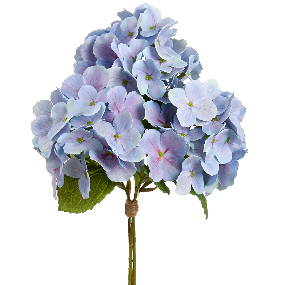 14.5" Hydrangea Silk Flower Stem Bundle -Blue (Pack of 12)