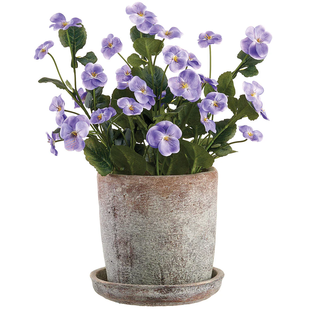 14.5" Pansy Silk Flower Arrangement w/Mgo Pot -Purple (Pack of 2)
