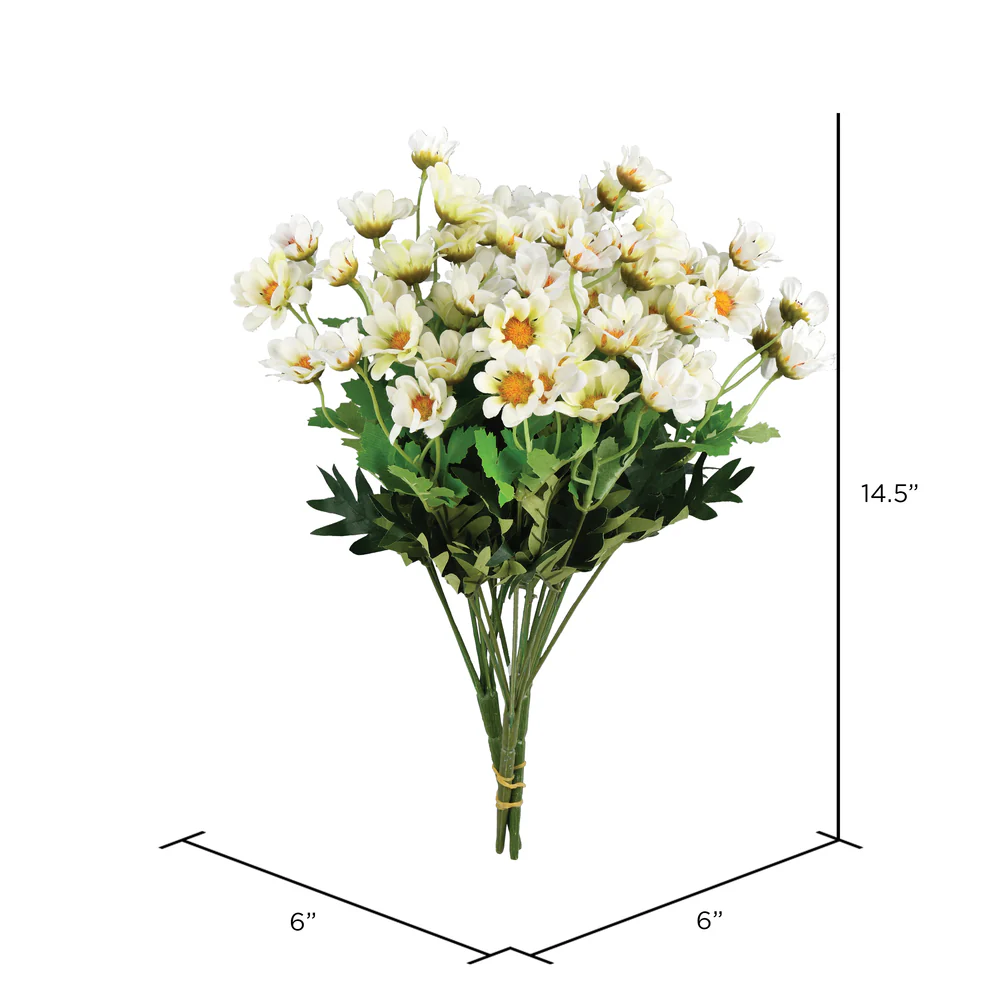 14.5" Silk Daisy Flower Bush -White (Pack of 12) - Image 2