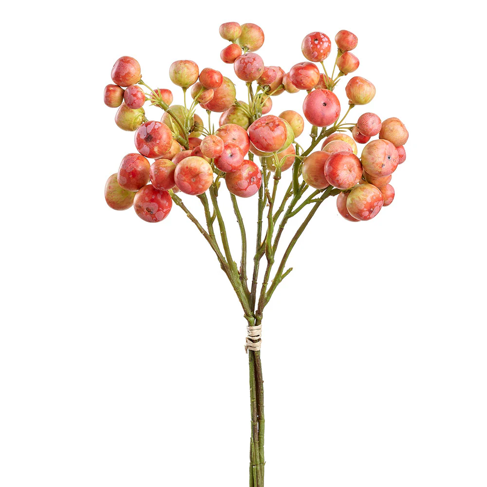 14" Artificial Crabapple Fruit Stem Bundle -Orange (Pack of 12)