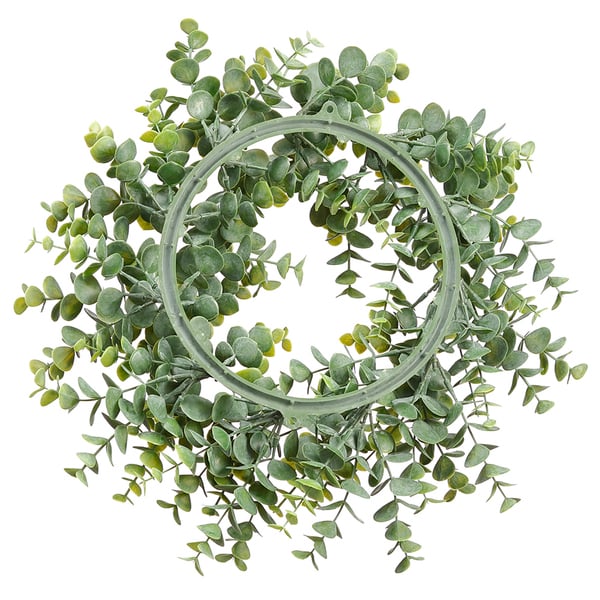 14" Artificial Eucalyptus Leaf Wreath -Frosted Green (Pack of 6) - Image 2