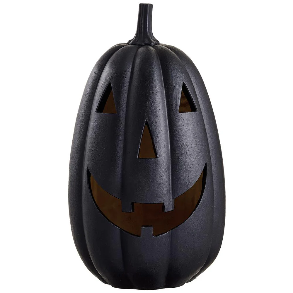 14" Battery Operated Halloween Jack-O-Lantern Pumpkin -Black (Pack of 2) - Image 3