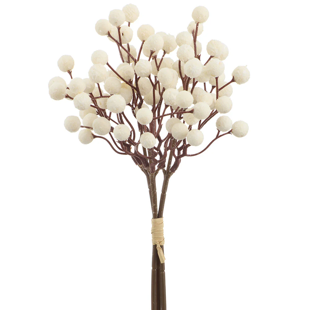 14" Berry Artificial Stem Bundle -Cream (Pack of 48)