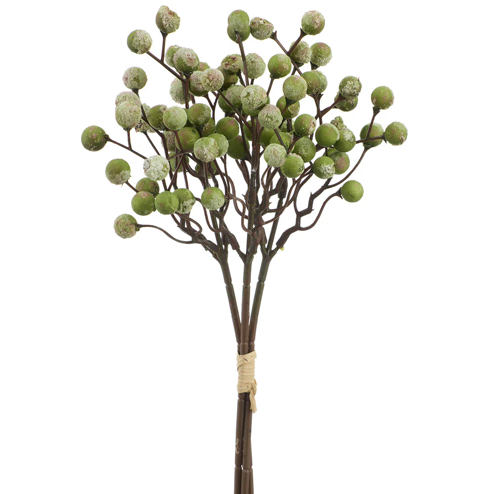 14" Berry Artificial Stem Bundle -Green (Pack of 48)