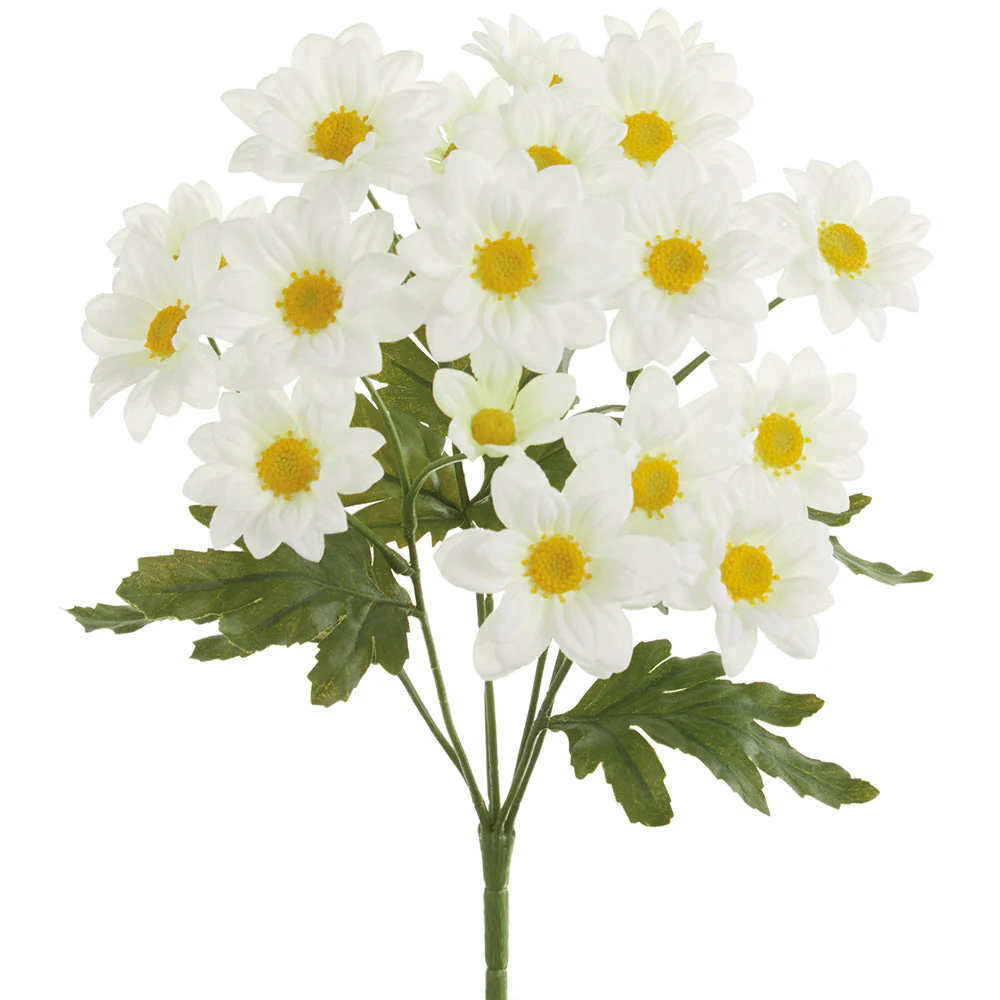 14" Daisy Silk Flower Bush -White (Pack of 12)