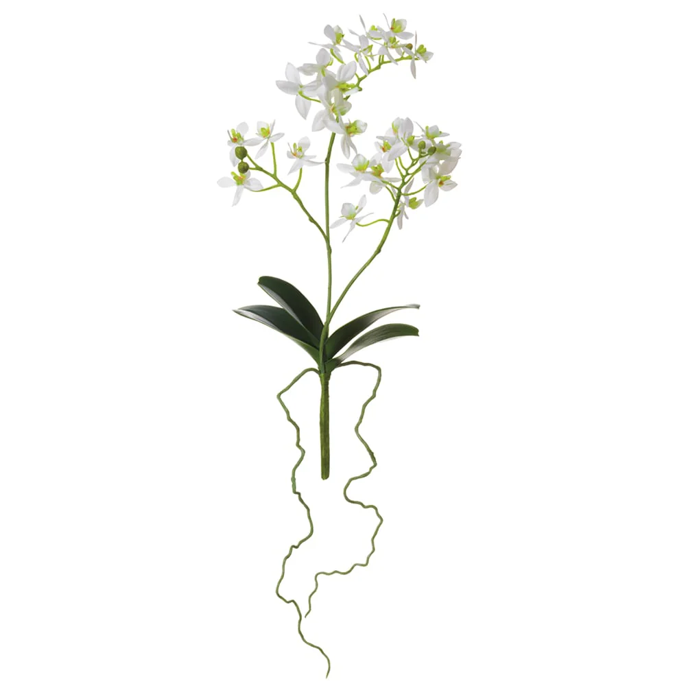 14" Hand-Wrapped Phalaenopsis Orchid Plant Silk Flower Stem -White (Pack of 12)