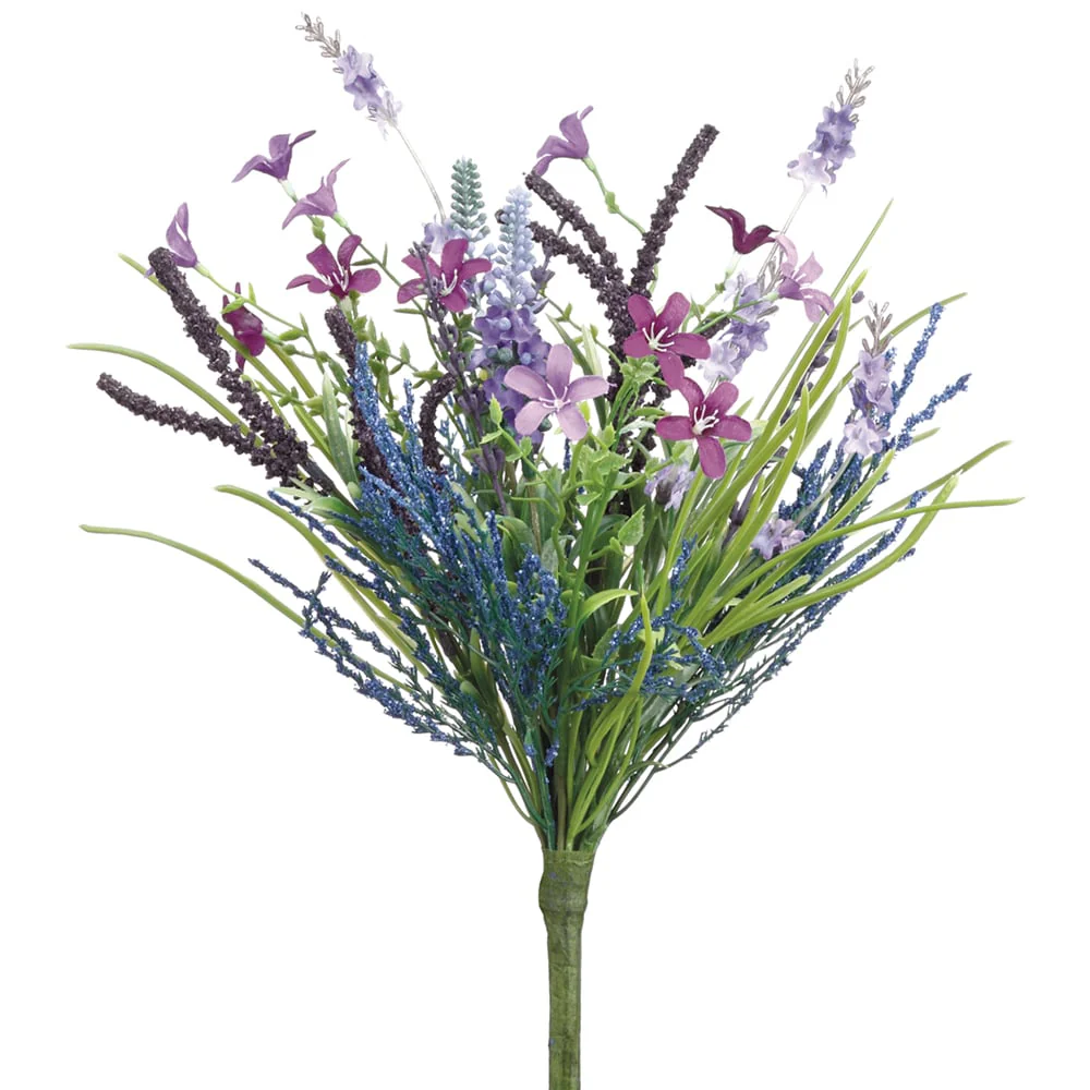 14" Lavender & Fern Silk Flower Bush -Lavender/Purple (Pack of 12)