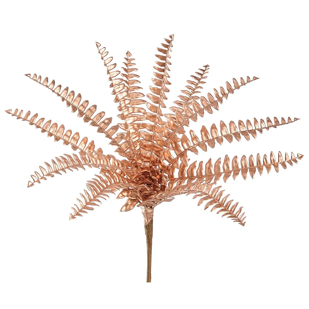 14" Metallic Artificial Fern Plant -Gold (Pack of 12)