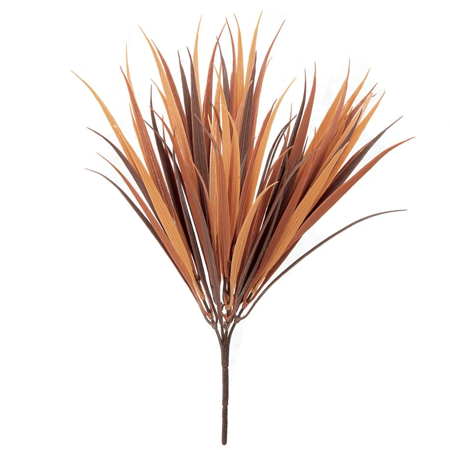 14" Outdoor UV-Proof IFR Artificial Vanilla Grass Plant -Orange/Rust (Pack of 12)