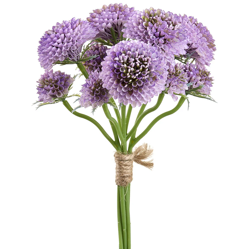 14" Pompon Dahlia Silk Flower Bouquet -Purple/Lavender (Pack of 12)