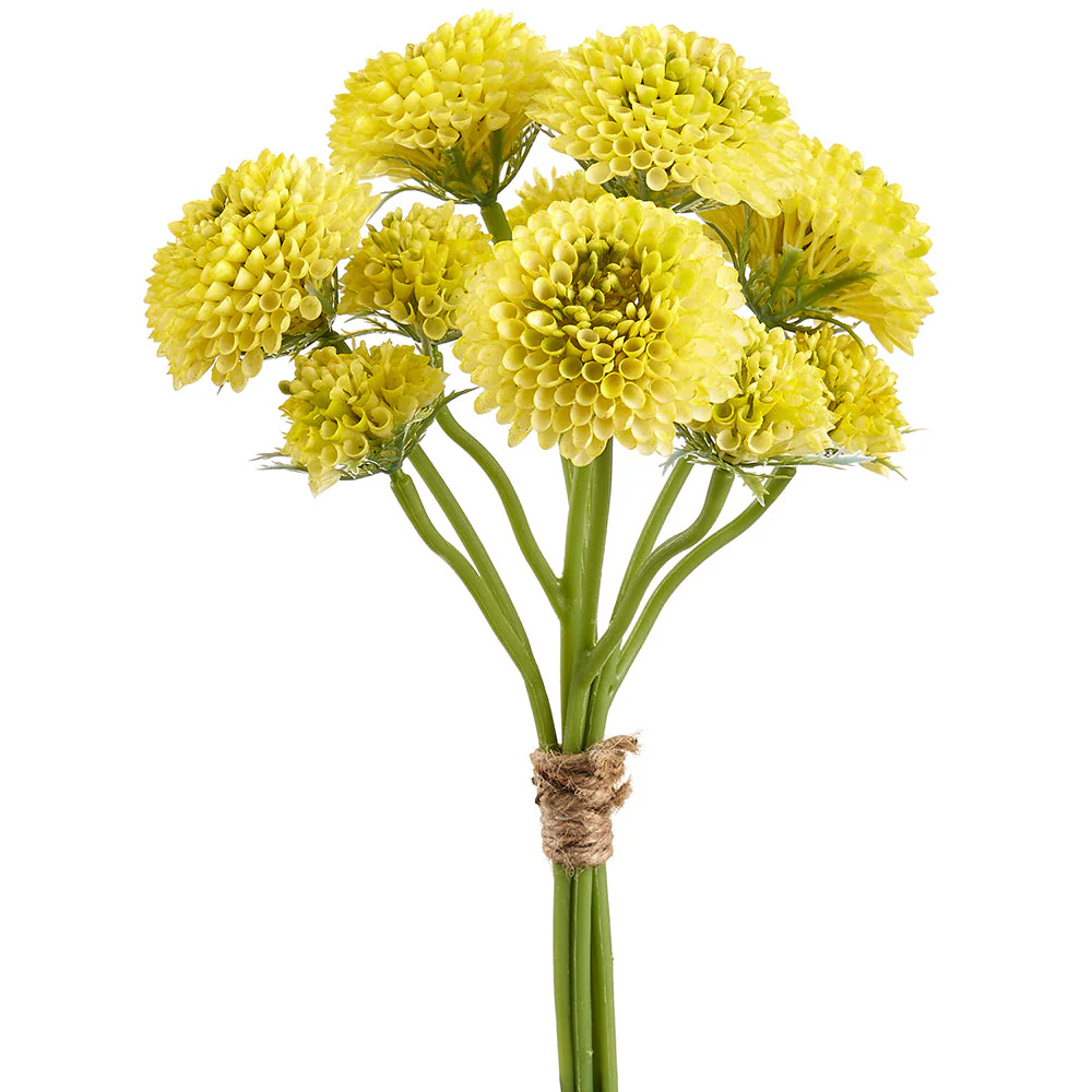 14" Pompon Dahlia Silk Flower Bouquet -Yellow (Pack of 12)
