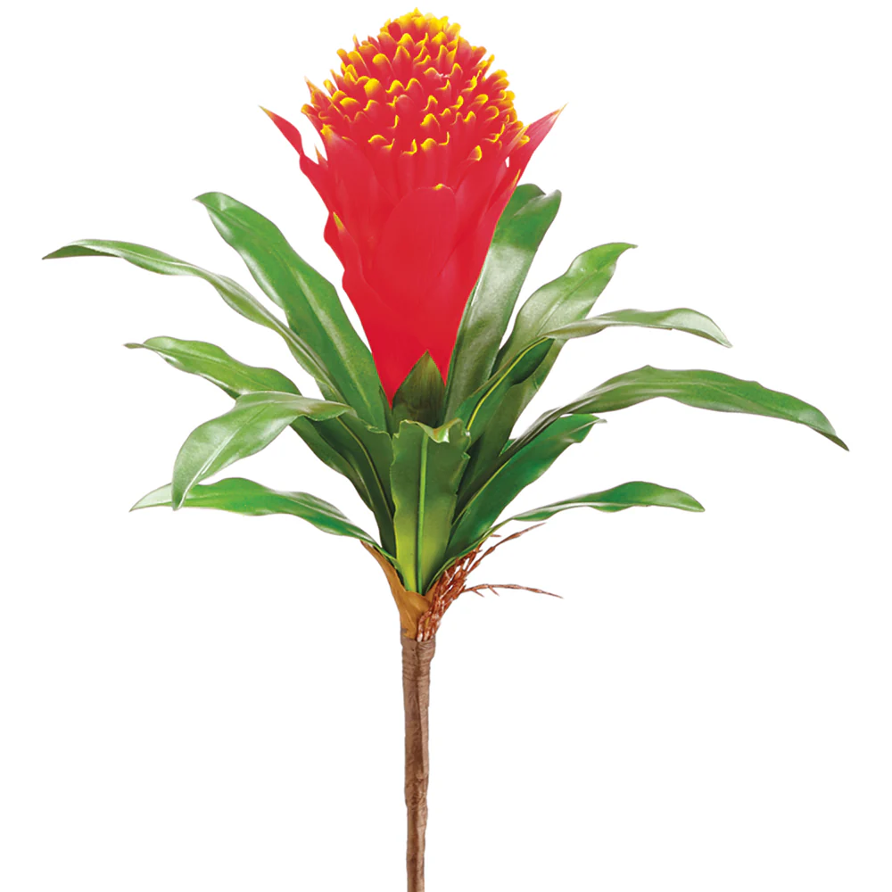 14" Silk Bromeliad Plant Flower Bush -Flame (Pack of 24)