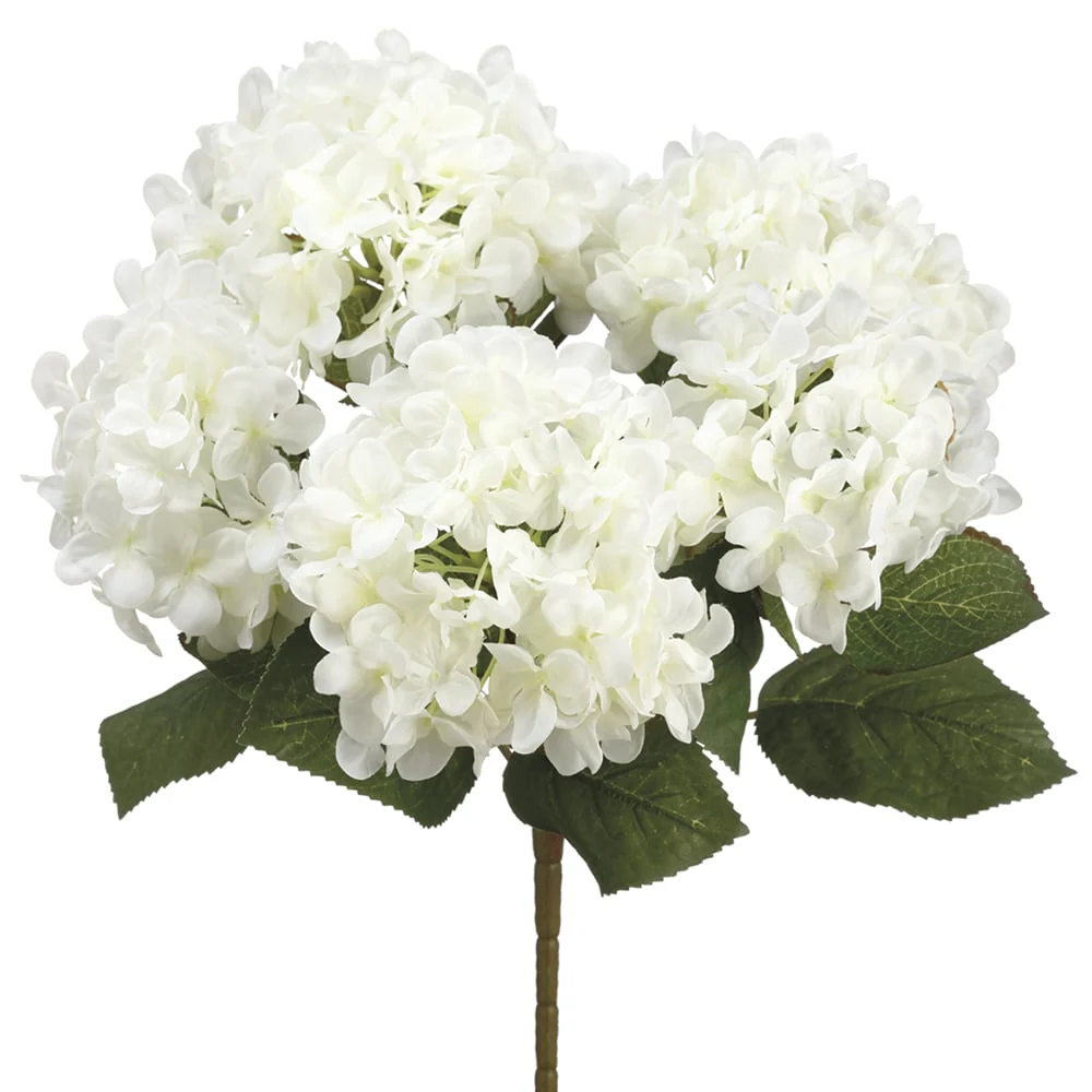 14" Silk Hydrangea Flower Bush -Cream (Pack of 12)