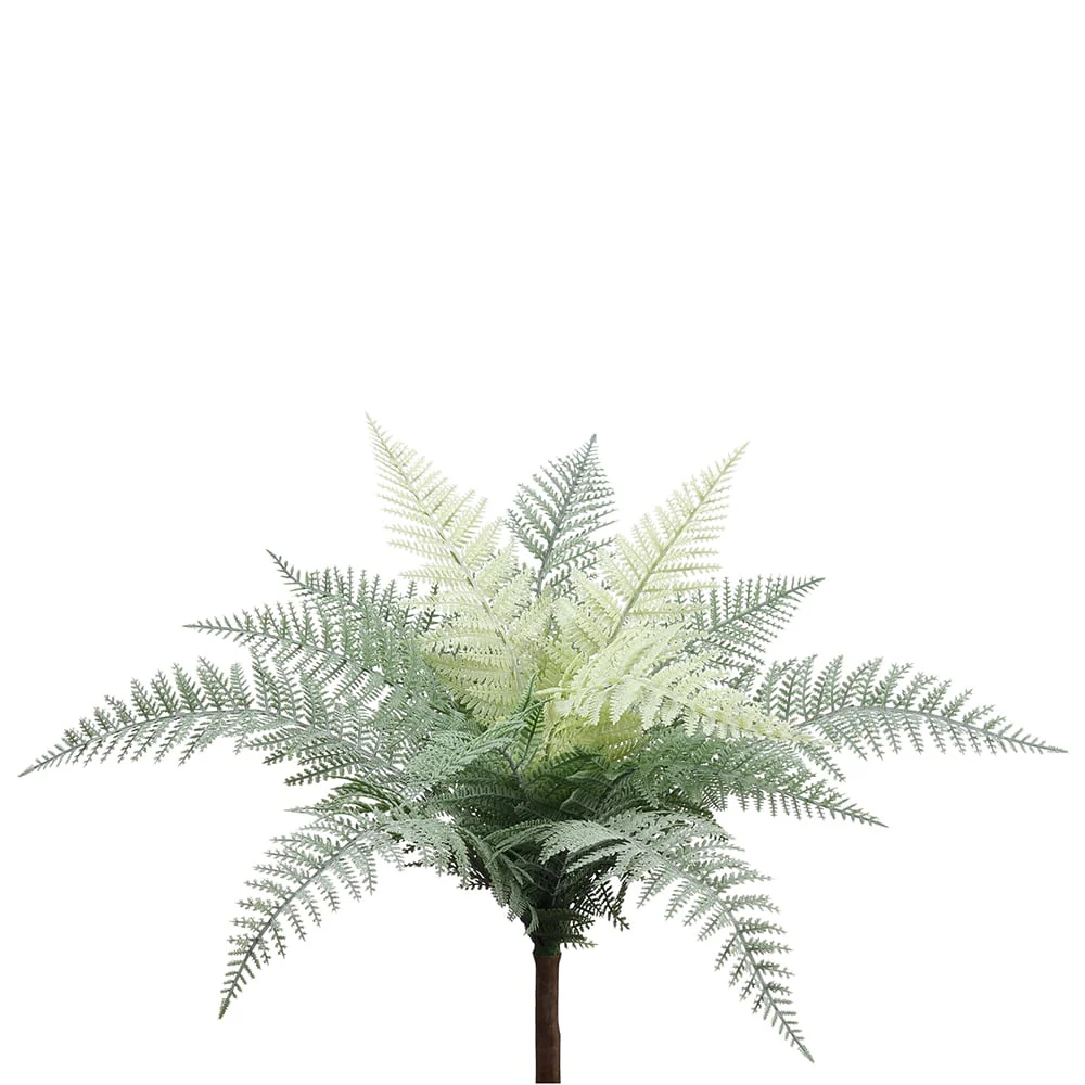 14" Silk Leather Fern Plant -Frosted Green (Pack of 12)