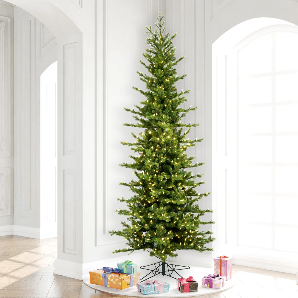 14'Hx60"W PE Pencil Moutauk Pine Artificial Christmas Tree, Micro LED Pre-Lit (Multi-Mode) -Green - Image 8