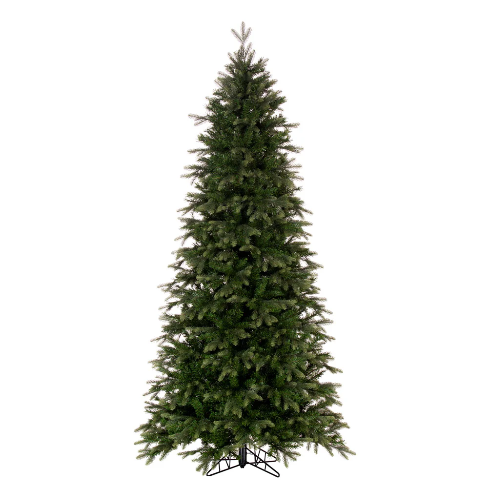 14'Hx73"W PE Slim Douglas Fir Artificial Christmas Tree, LED Pre-Lit -Green