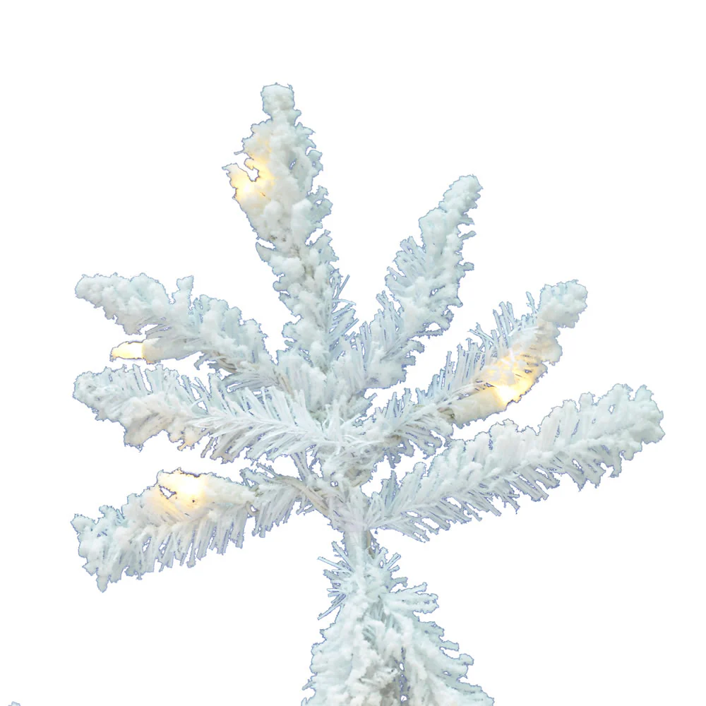 14'Hx90"W Flocked White Spruce Artificial Christmas Tree, LED Pre-Lit -White - Image 2