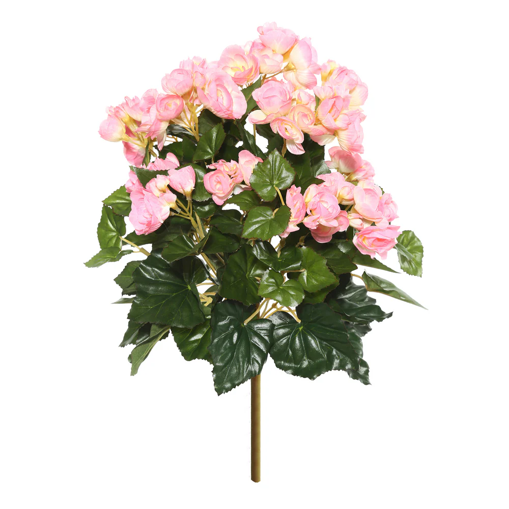 15.25" Silk Begonia Flower Bush -Light Pink (Pack of 4)