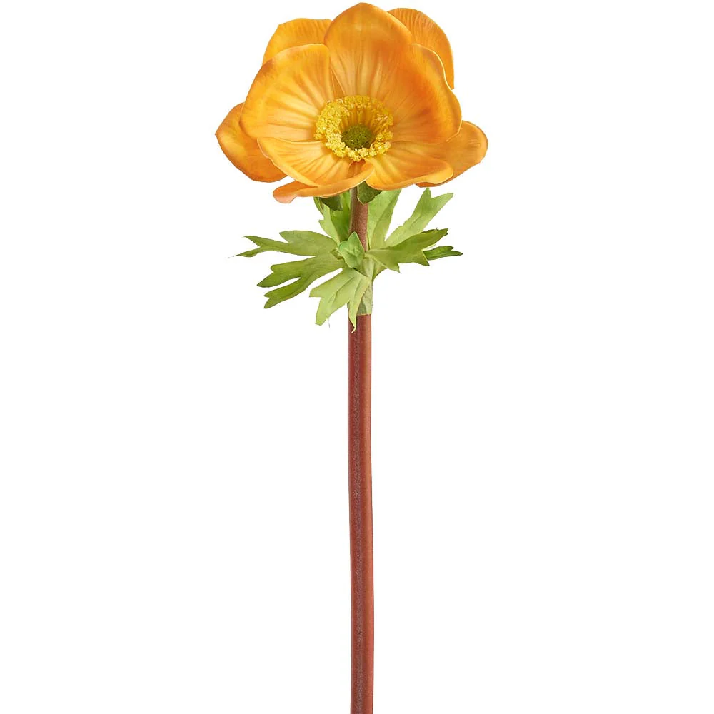 15.5" Anemone Silk Flower Stem -Orange (Pack of 12)