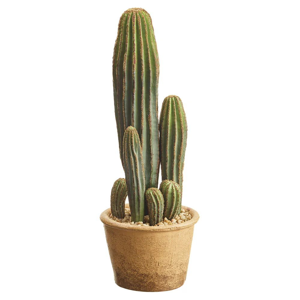 15.5" Artificial Column Cactus Plant w/Papier Mache Pot -Green (Pack of 4)