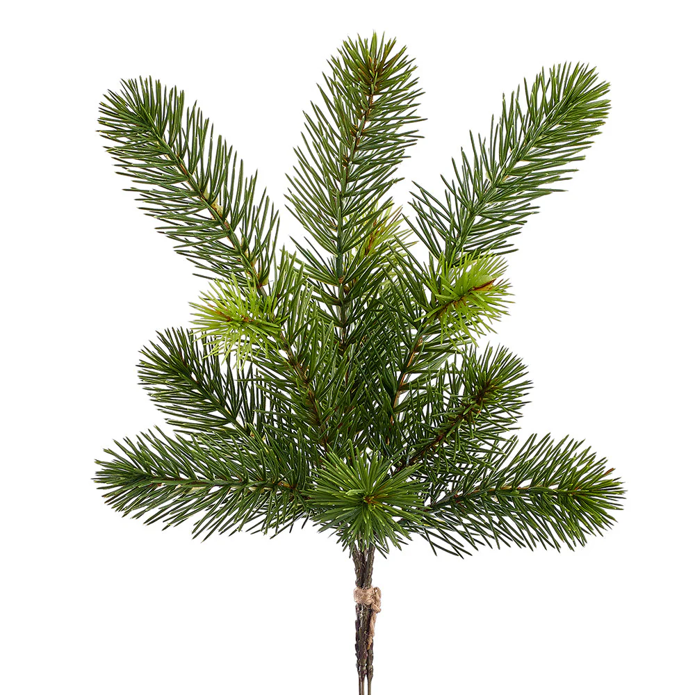 15.5" Artificial Pine Stem Bundle -Green (Pack of 12)