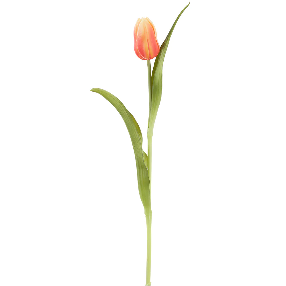 15.5" Real Touch Tulip Silk Flower Bud Stem -Flame (Pack of 12)