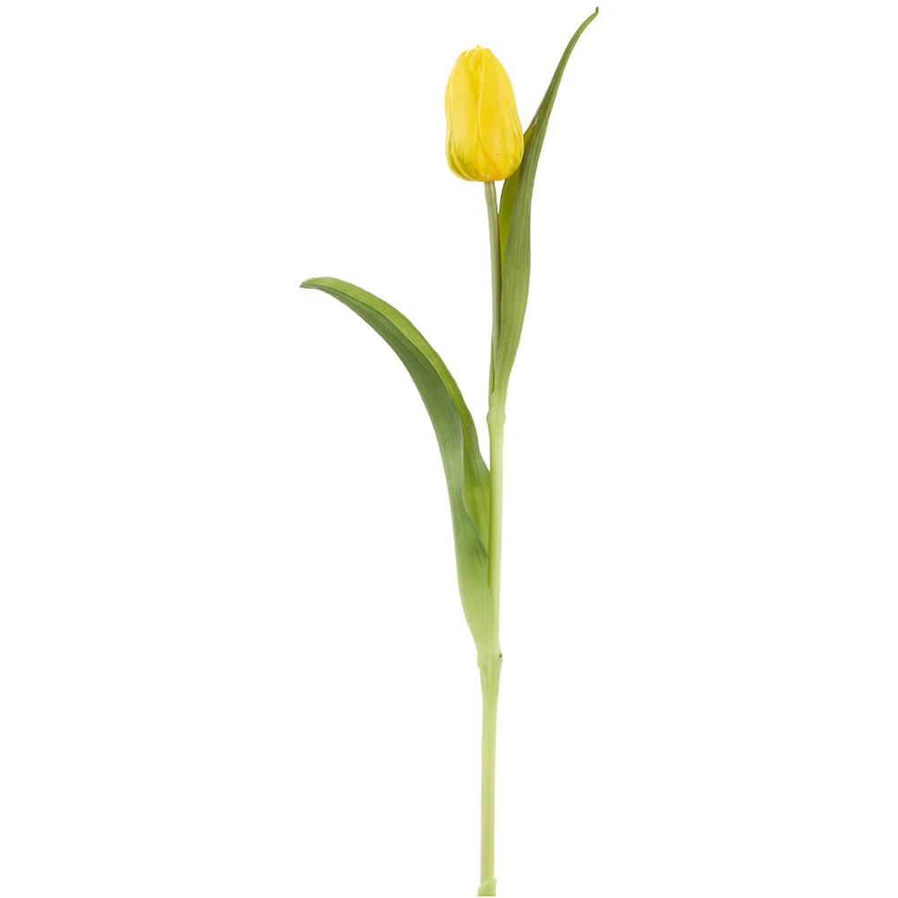15.5" Real Touch Tulip Silk Flower Bud Stem -Yellow (Pack of 12)