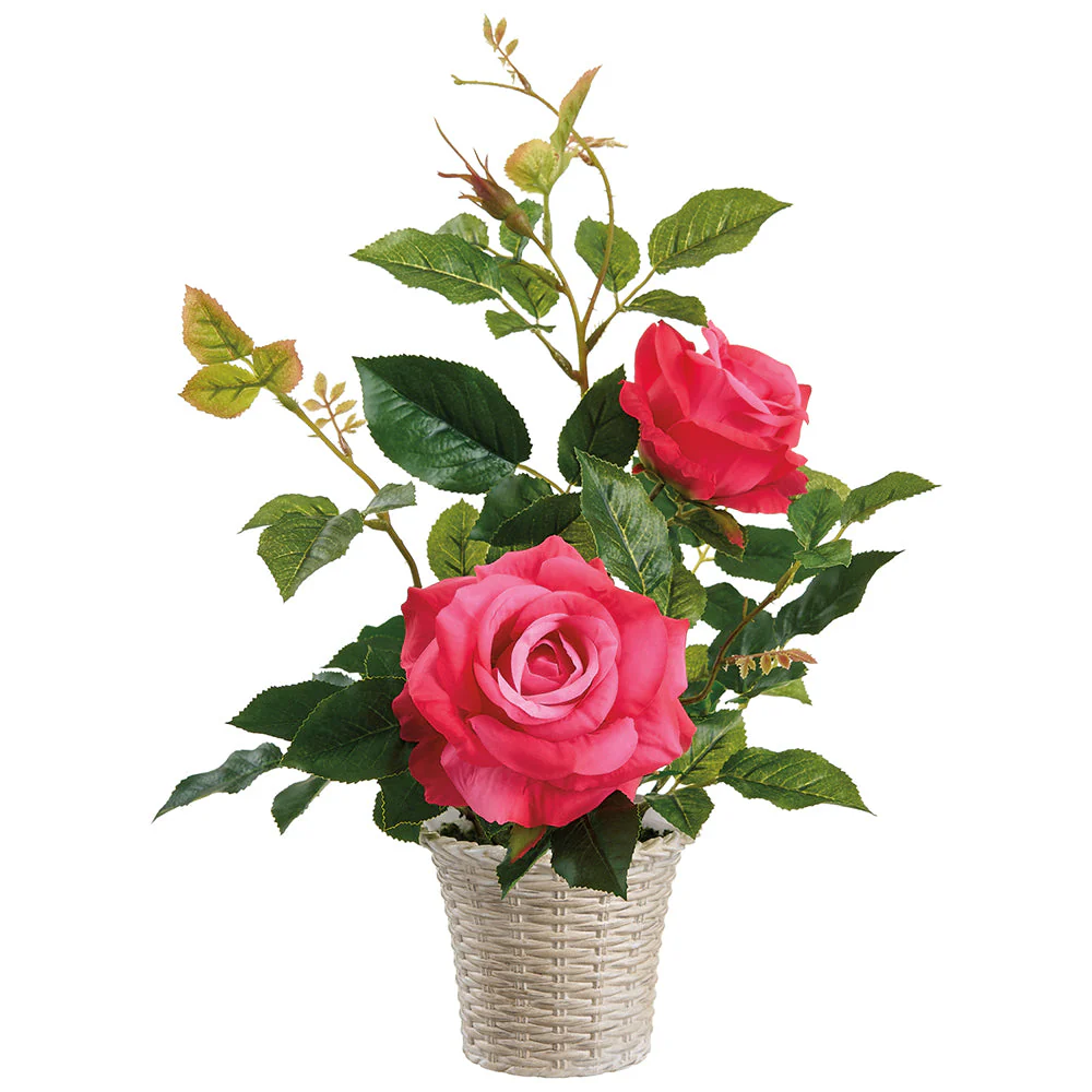 15.5" Rose Silk Flower Arrangement w/Plastic Pot -Pink (Pack of 6)