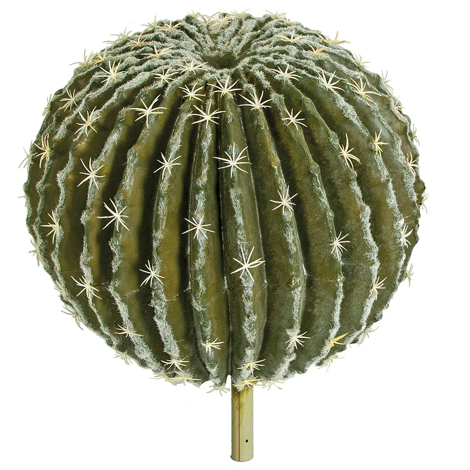 15.5"Hx14"W Plastic Barrel Cactus Artificial Stem -Gray/Green (Pack of 2)