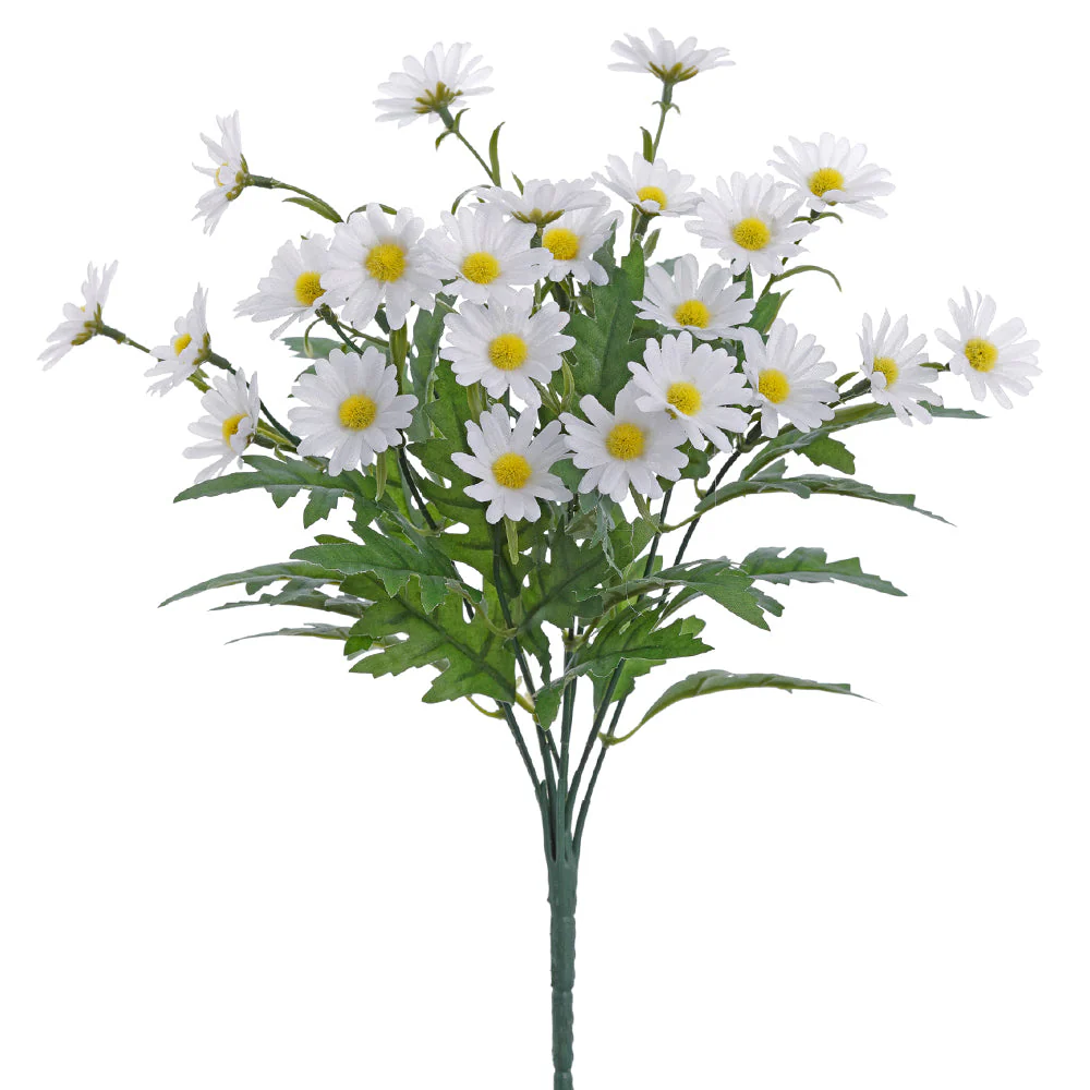 15" Daisy Silk Flower Bush -Cream (Pack of 12)