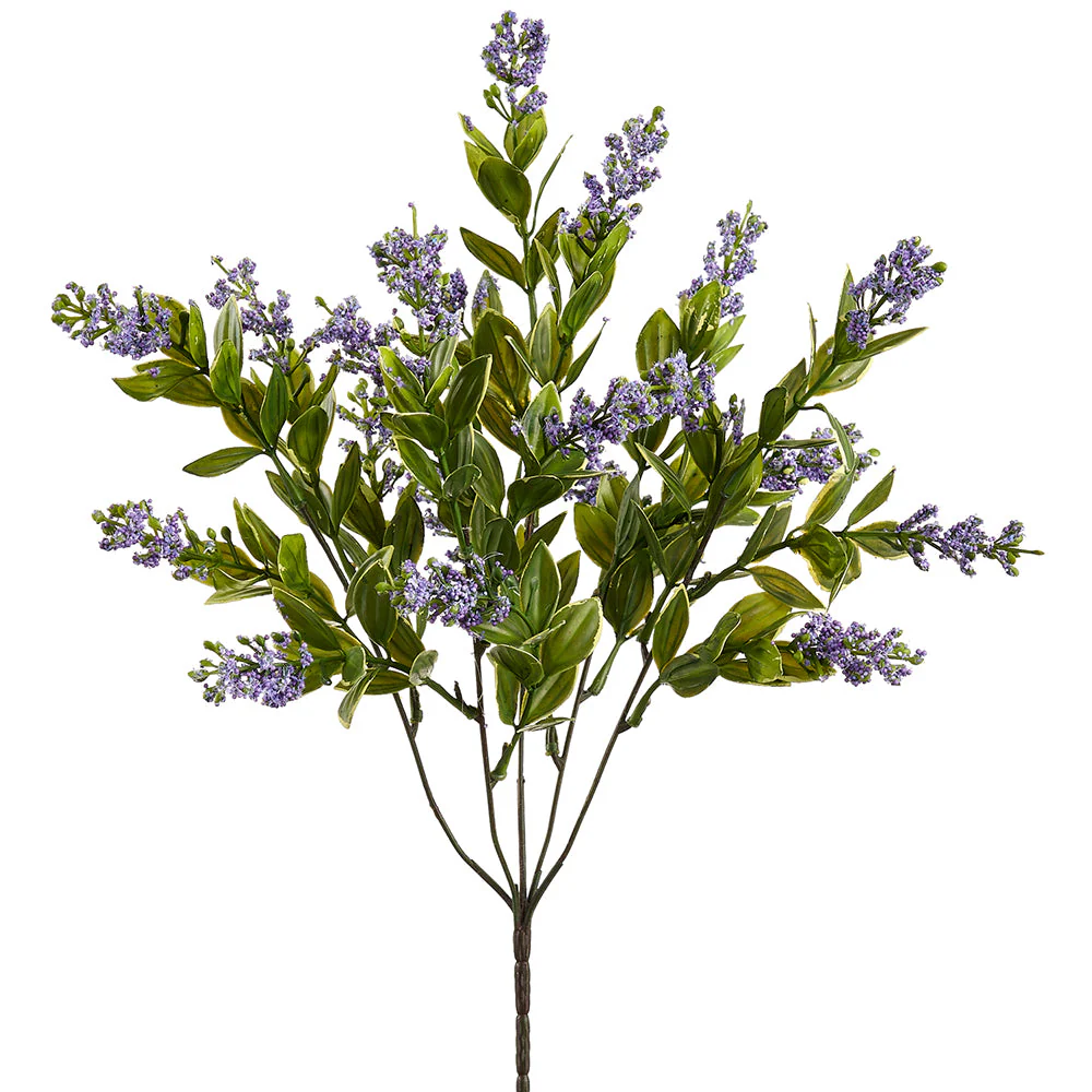 15" Mini Blossom Silk Flower Bush -Lavender/Purple (Pack of 12)