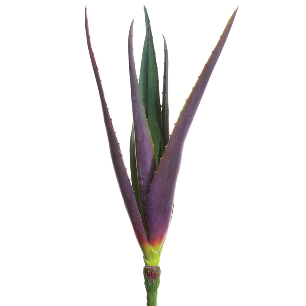 15" Real Touch Artificial Agave Stem Pick -Green/Purple (Pack of 12)