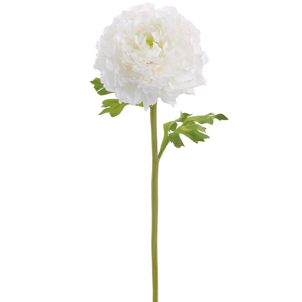 15" Real Touch Ranunculus Silk Flower Stem -White (Pack of 12)