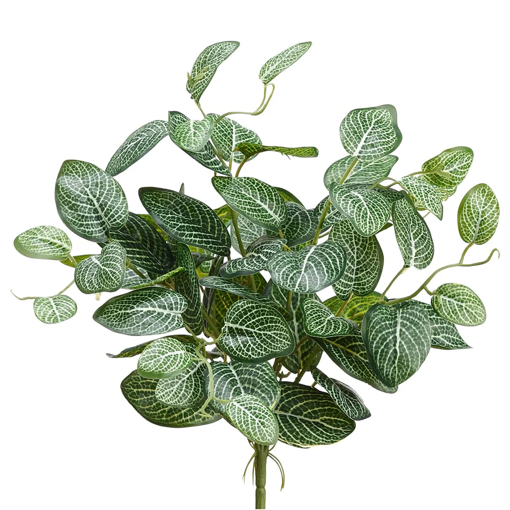 15" Silk Fittonia Leaf Plant -Green/White (Pack of 12)