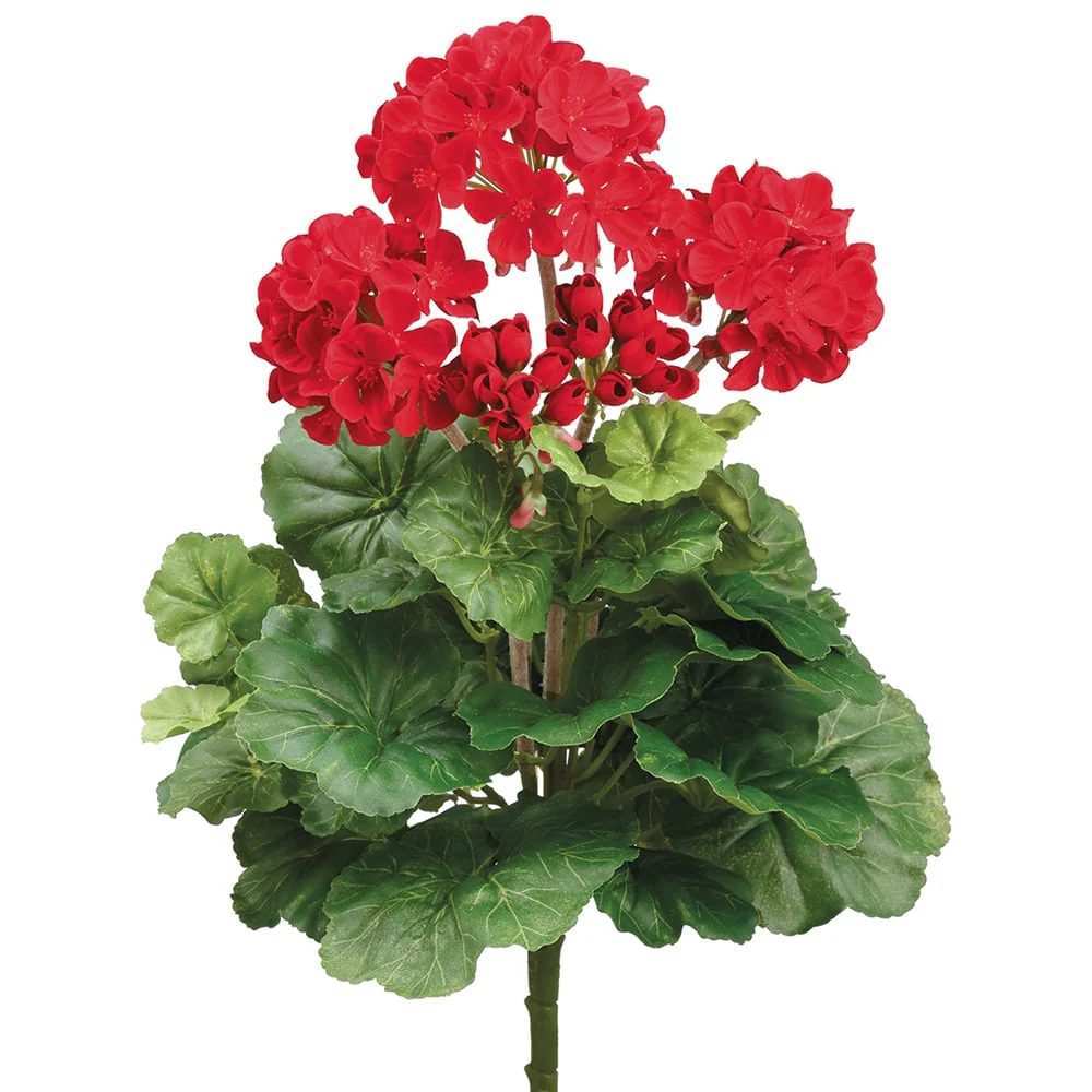 15" Silk Geranium Flower Bush -Red (Pack of 12)