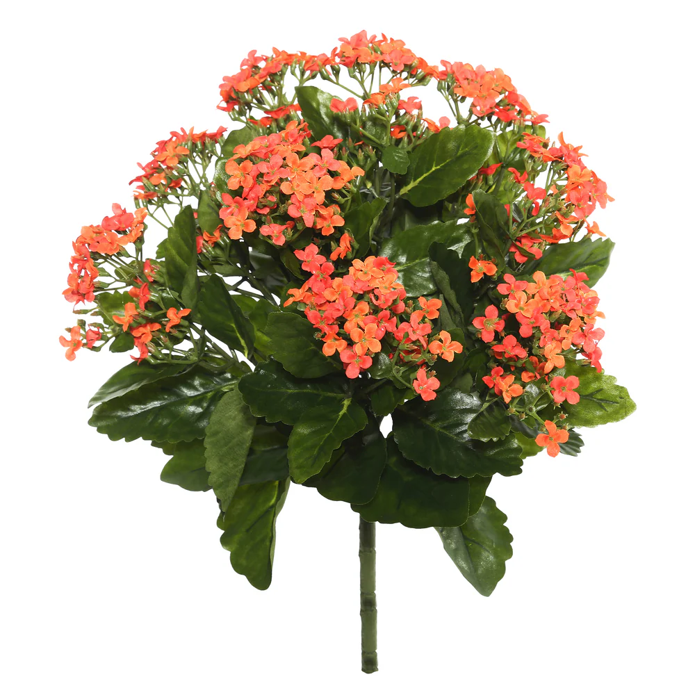15" Silk Kalanchoe Flower Bush -Orange (Pack of 4)