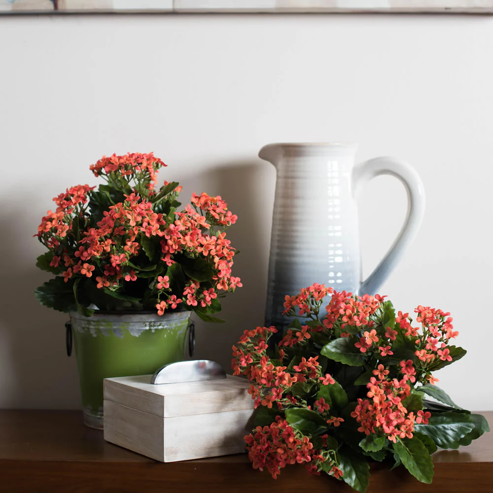15" Silk Kalanchoe Flower Bush -Orange (Pack of 4) - Image 2