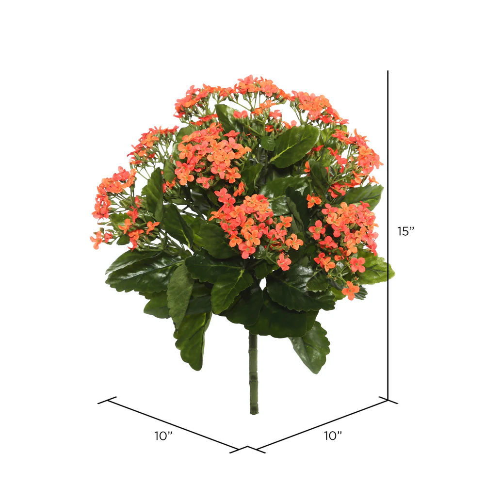 15" Silk Kalanchoe Flower Bush -Orange (Pack of 4) - Image 3