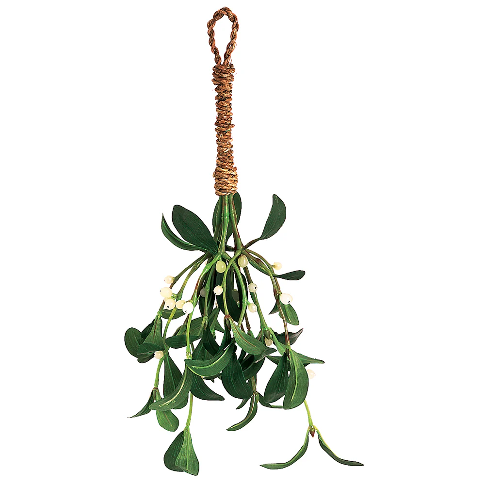 15" Silk Mistletoe Hanger -Green/White (Pack of 12)