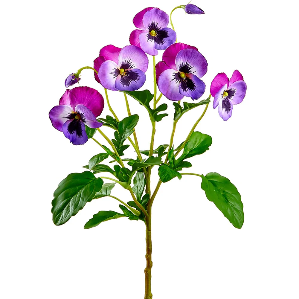 15" Silk Pansy Flower Stem -2 Tone Violet (Pack of 12)
