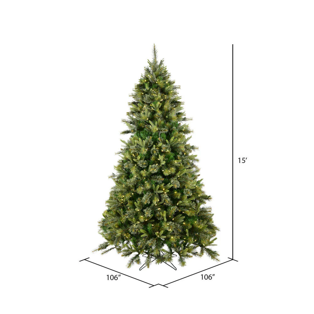 15'Hx106"W PE Cashmere Pine Artificial Christmas Tree, LED Pre-Lit -Green - Image 3